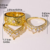 3Pcs Brass Micro Pave Clear Cubic Zirconia Finger Rings for Women FS-WGDAF26-04-5