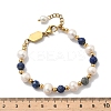 304 Stainless Steel & Natural Freshwater Pearl & Lapis Lazuli Beaded Bracelets for Women BJEW-B162-03G-4