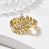 Clear Cubic Zirconia Leaf Hoop Earrings EJEW-B013-01-2