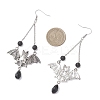 Halloween Bat Tibetan Style Alloy Dangle Earrings EJEW-TA00721-4