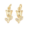 Brass Micro Pave Clear Cubic Zirconia Charms KK-G544-06G-01-1