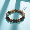 Natural Agate Round Beads Stretch Bracelet BJEW-JB07235-05-2