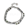 Natural African Turquoise(Jasper) & Non-magnetic Synthetic Hematite Beaded Multi-strand BJEW-Z148-05P-05-2