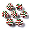 Painted Natural Wood European Beads WOOD-S057-034-1