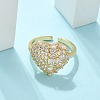 Brass Micro Pave Clear Cubic Zirconia Cuff Rings for Women RJEW-C126-06G-2