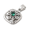 Natural Shell & Green Cubic Zirconia Charms KK-G553-07P-2