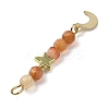 3Pcs 3 Styles Natural Mixed Stone Faceted Round Beaded Pendants PALLOY-JF03604-6