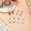 4 Pair 4 Color Alloy Enamel Flower Dangle Leverback Earrings EJEW-JE05236-2