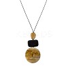 Flat Round Geometirc Resin Pendant Faux Suede Cord Long Necklaces FS-WG38481-01-3
