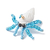 Faceted Round Natural Black Spinel & Natural Trumpet Shell & Glass Seed Beaded Crab Pendants PALLOY-MZ01177-03-1