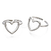 Non-Tarnish 304 Stainless Steel Hollow Heart Cuff Rings RJEW-N038-122P-2