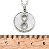 Flat Round with Number 8 Shell & Cubic Zirconia Pendant Necklaces LS-NJEW-D288-04P-3