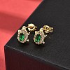 Tortoise Brass Micro Pave Cubic Zirconia Stud Earrings EJEW-A135-04G-3