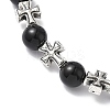 Natural Black Onyx Round Beads Stretch Bracelets BJEW-JB12343-01-4
