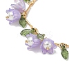 Flower Leaf Shell Pearl & Acrylic Charm Bracelets BJEW-TA00535-01-2