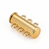 3-Strands 6-Holes Tube Brass Magnetic Slide Lock Clasps X-KK-D473-G-NF-2