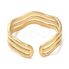 Ion Plating(IP) 304 Stainless Steel Triple Line Open Cuff Ring for Women RJEW-M149-02G-2