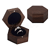 Hexagon Shaped Wooden Couple Ring Boxes with Magnetic Hinged Lid AJEW-WH0695-028-1