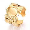 Ginkgo Leaf 304 Stainless Steel Cuff Ring Components STAS-T066-57G-1