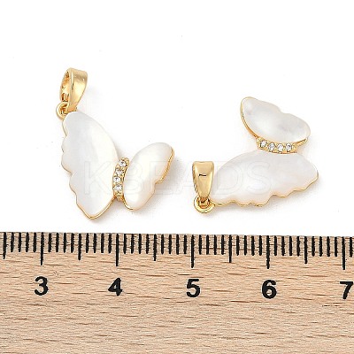 Natural White Shell Butterfly Pendants KK-U043-25G-1