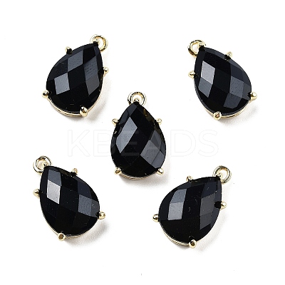Natural Obsidian Faceted Pendants G-M431-16G-09-1