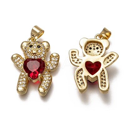Brass Micro Pave Cubic Zirconia Pendants ZIRC-B002-09G-D-1