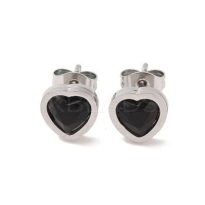 3 Pairs 3 Colors 304 Stainless Steel Heart Stud Earrings for Women EJEW-K279-07P-01-1