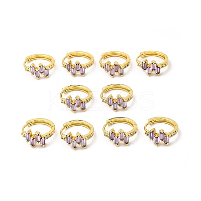 Cubic Zirconia Rectangle Hoop Earrings EJEW-E270-04G-1