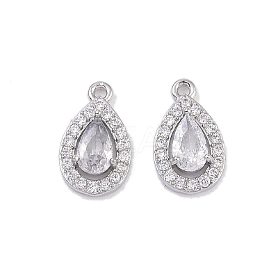 Brass Micro Pave Clear Cubic Zirconia Pendants KK-K351-41P-1