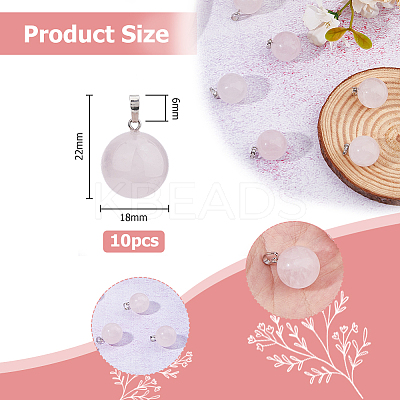 10Pcs Natural Rose Quartz Pendants G-HS0001-05-1