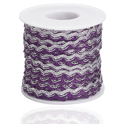 17M Sparkle Polyester Metallic Wavy Fringe Trim Ribbon OCOR-GF0004-47H-1