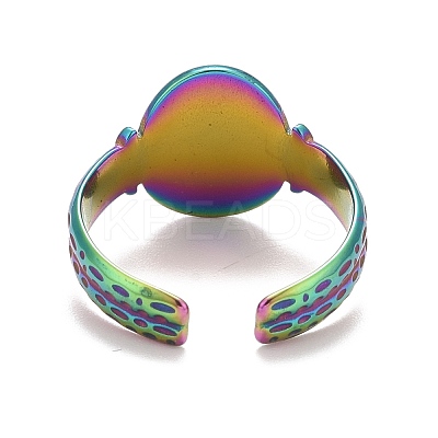 Rainbow Color Ion Plating(IP) 304 Stainless Steel Open Cuff Rings RJEW-A005-15-1