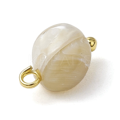 Natural Trochus Shell Nuggets Charms with Brass Loops PALLOY-JF03586-01-1