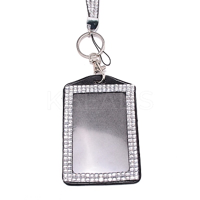 Rectangle PU Leather with Rhinestone Phone Card Holder LS-AJEW-WH0230-48D-1