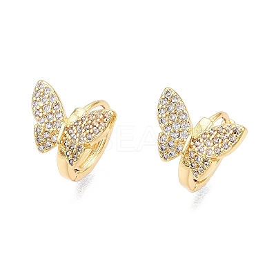 Butterfly Clear Cubic Zirconia Hoop Earrings EJEW-N054-61G-1