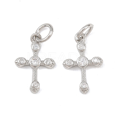 Brass Micro Pave Clear Cubic Zirconia Charms KK-G549-15B-P-1