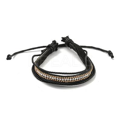 Braided PU Leather & Waxed Cords Multi-strand Bracelets BJEW-P329-09A-G-1