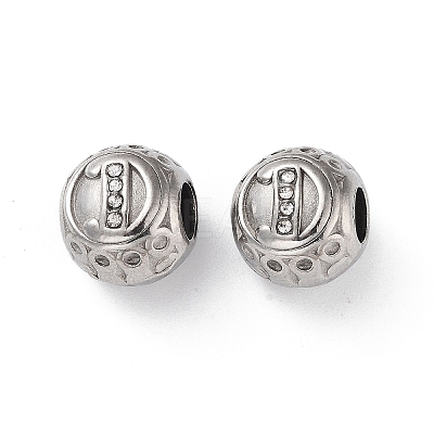 304 Stainless Steel Rhinestone European Beads STAS-A092-10D-P-1