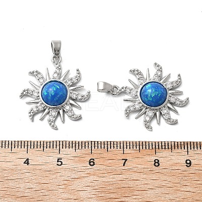 Brass Micro Pave Cubic Zirconia with Resin Pendants KK-Z103-09P-01-1