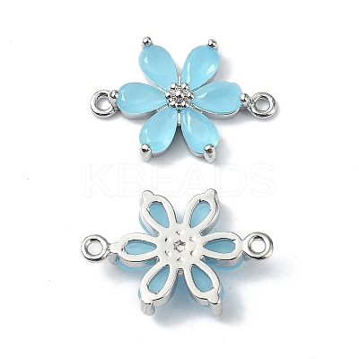 Brass Pave Cubic Zirconia Connector Charms KK-B072-01P-06-1