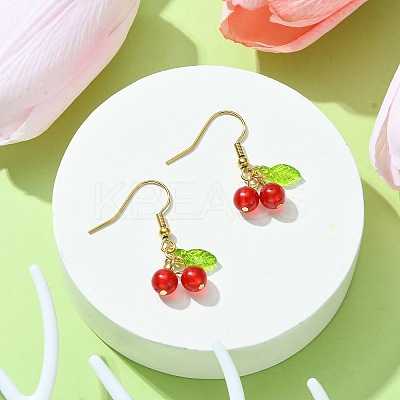 Natural Malaysia Jade Cherry Dangle Earrings EJEW-JE05519-01-1