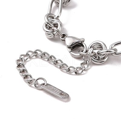 Non-Tarnish 304 Stainless Steel Knot Link Chain Bracelet for Men Women X-BJEW-E020-01P-1