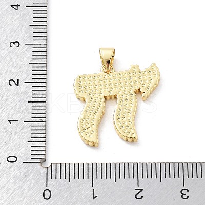 Brass Pave Natural White Shell Chai Jewish Symbol Pendants KK-Z098-16G-1