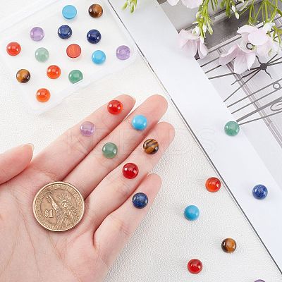 28Pcs 7 Style atural Carnelian & Yellow Aventurine & Tiger Eye & Green Aventurine & Turquoise & Lapis Lazuli & Amethyst Cabochons G-SC0002-13B-1