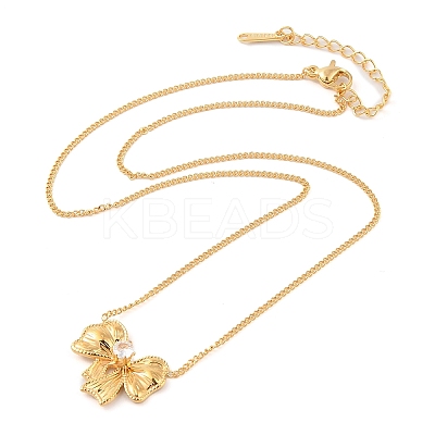 304 Stainless Steel Crystal Rhinestone Twisted Chain Bowknot Pendant Necklaces for Women NJEW-Z046-05G-1