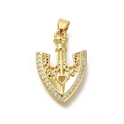 Rack Plating Brass Micro Pave Cubic Zirconia Pendants KK-Z086-68G-01-1