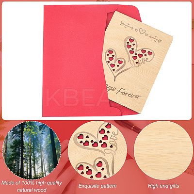 Valentine's Day Wooden Greeting Cards DIY-CP0011-91D-1