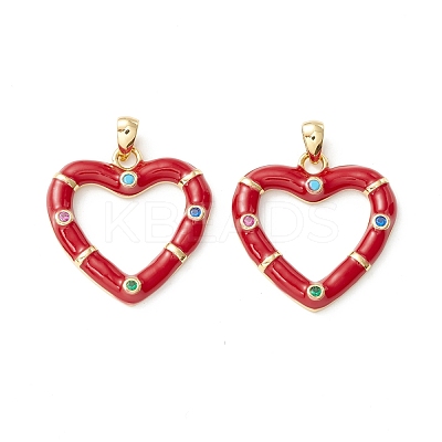 Rack Plating Brass Micro Pave Colorful Cubic Zirconia Pendants KK-D073-07G-1