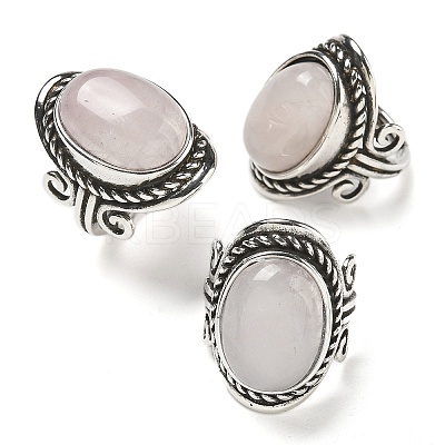 Natural Rose Quartz Adjustable Rings RJEW-I108-01AS-13-1