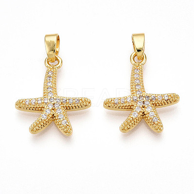 Brass Micro Pave Cubic Zirconia Pendants KK-N257-09G-1